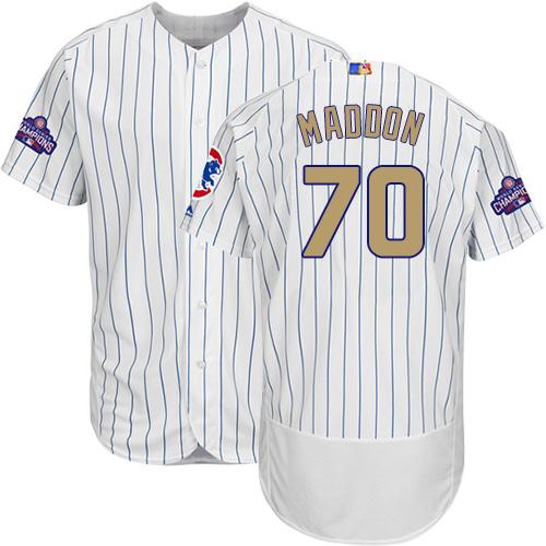 Cubs #70 Joe Maddon White(Blue Strip) Flexbase Authentic Gold Program Stitched MLB Jersey